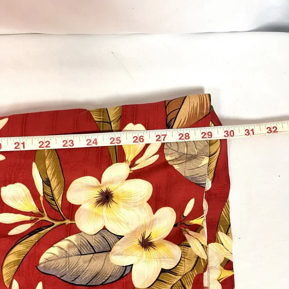 Jamaica Jaxx 100% Silk Hawaiian Shirt Men’s L Red Floral Aloha Boho